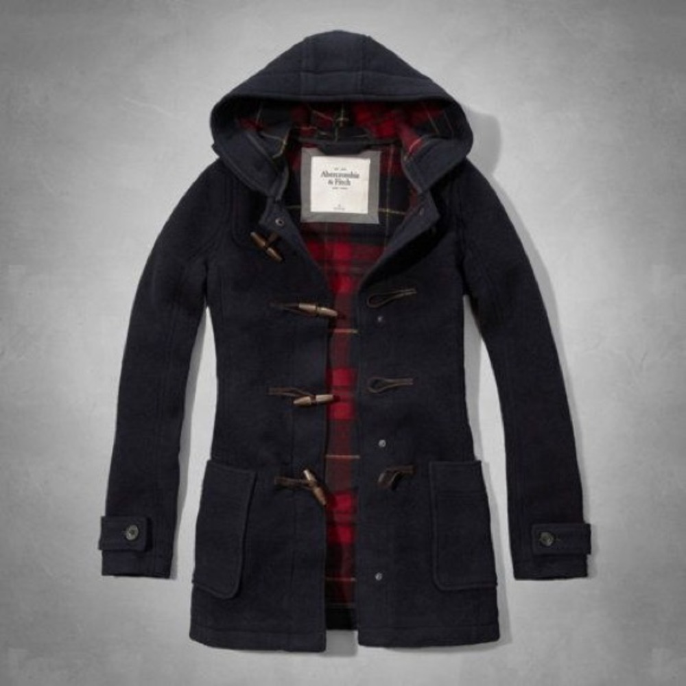 Abercrombie & Fitch dark blue wool toggle coat